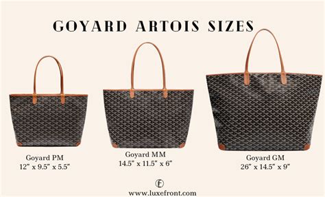 goyard bag sizes tote|Goyard artois pm vs mm.